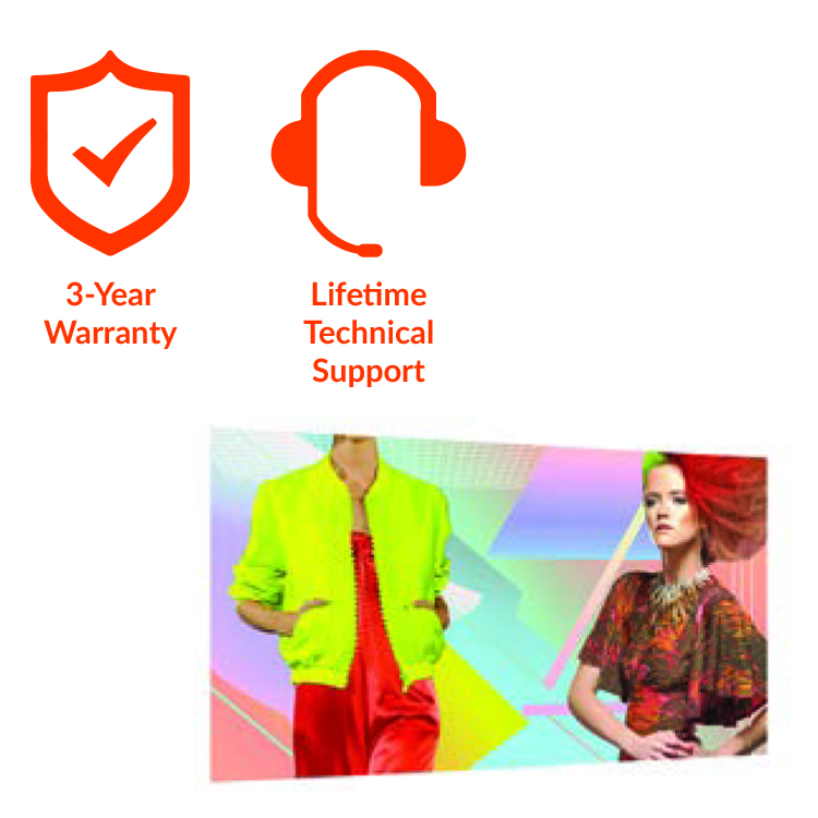 An image illustrating the lifetime technical support available for DV-LED Window Displays