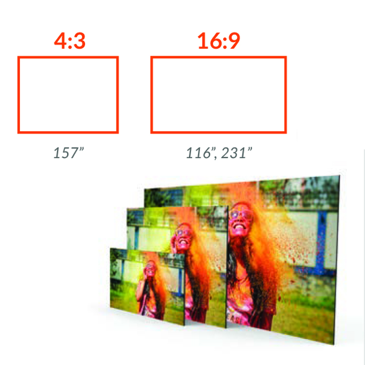 A picture showing the two standard aspect rations that the DV-LED window displays use