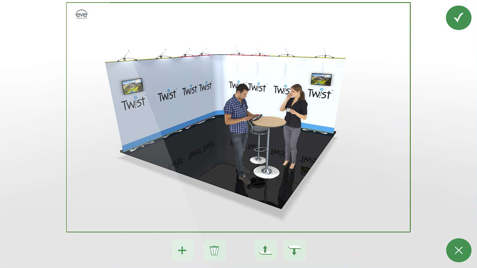 Screenshot showing Twist Banner Stands in the design application