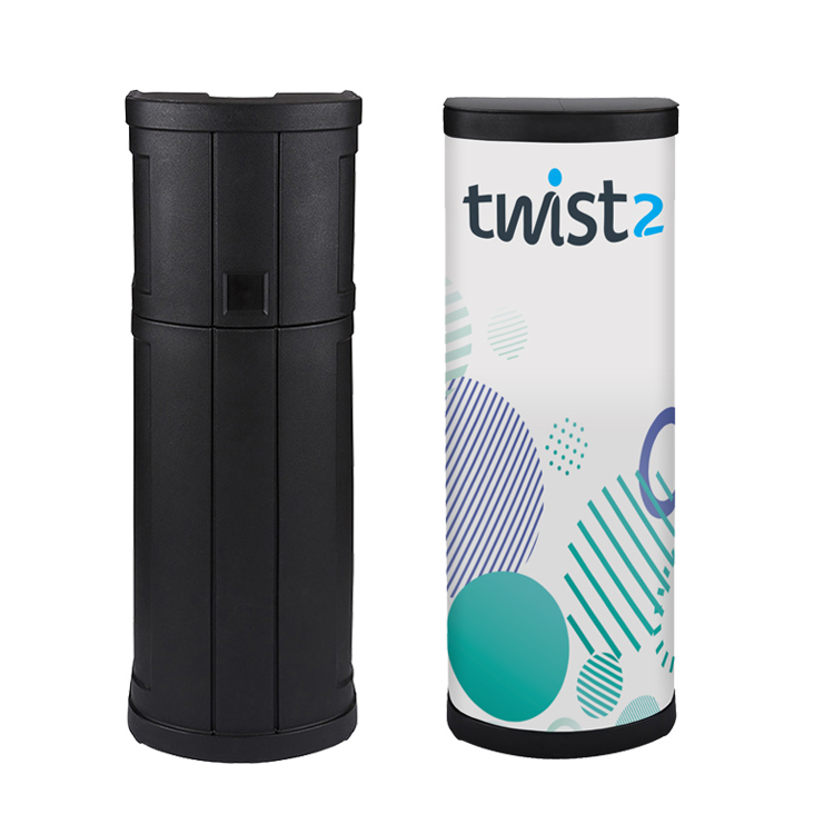 Twist Banner Stand Hard Case With A Printed Wrap and Tabletop